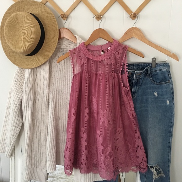 Xhilaration Tops - High Neck Lace Top